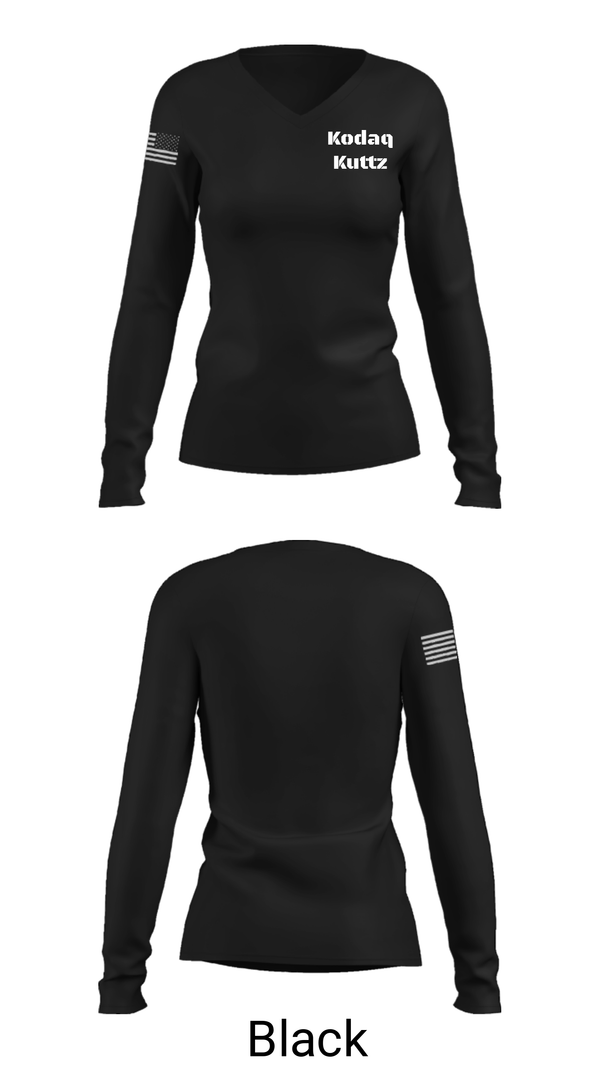 Women's Long Sleeve Vneck Shirt, Kodaq Kuttz, , Teamtime, Team time, sublimation, custom sports apparel, team uniforms, spirit wear, spiritwear, sports uniforms, custom shirts, team store, custom team store, fundraiser sports, apparel fundraiser