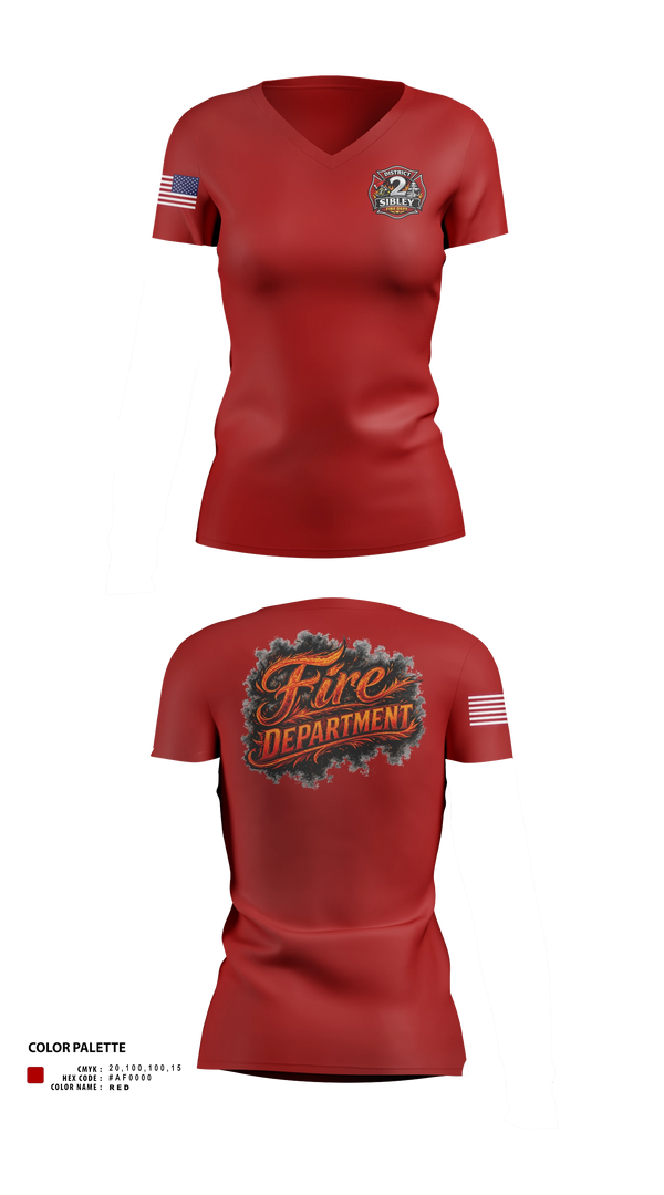 Womens Short Sleeve Vneck Shirt, Sibley District 2, Fire Department, Teamtime, Team time, sublimation, custom sports apparel, team uniforms, spirit wear, spiritwear, sports uniforms, custom shirts, team store, custom team store, fundraiser sports, apparel fundraiser