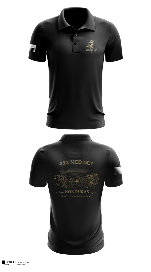 Short Sleeve Performance Polo, 452 MED DET, Army, Teamtime, Team time, sublimation, custom sports apparel, team uniforms, spirit wear, spiritwear, sports uniforms, custom shirts, team store, custom team store, fundraiser sports, apparel fundraiser