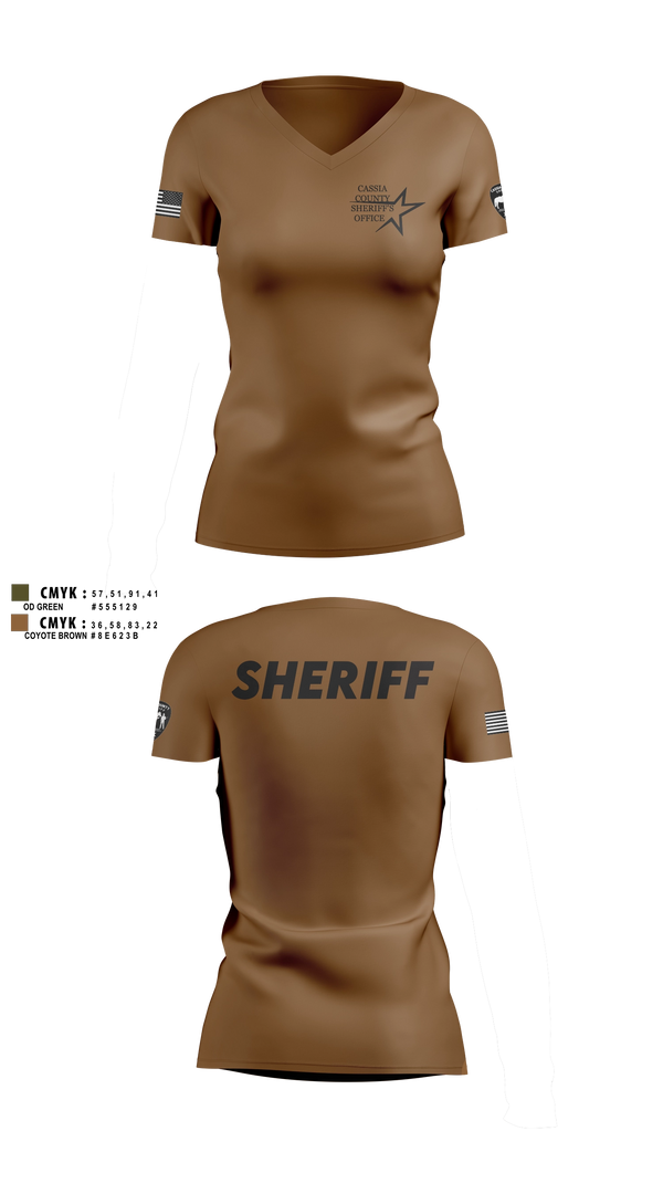 Womens Short Sleeve Vneck Shirt, Cassia County Sheriff’s Office, Police, Teamtime, Team time, sublimation, custom sports apparel, team uniforms, spirit wear, spiritwear, sports uniforms, custom shirts, team store, custom team store, fundraiser sports, apparel fundraiser