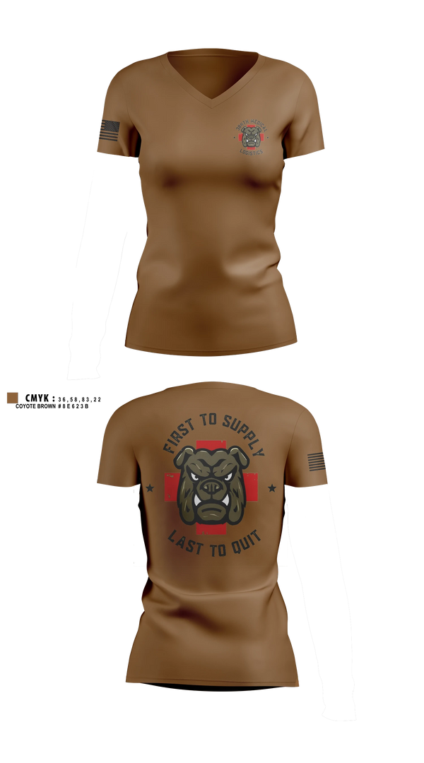 Womens Short Sleeve Vneck Shirt, 384th Medical Logistics Company, Army, Teamtime, Team time, sublimation, custom sports apparel, team uniforms, spirit wear, spiritwear, sports uniforms, custom shirts, team store, custom team store, fundraiser sports, apparel fundraiser