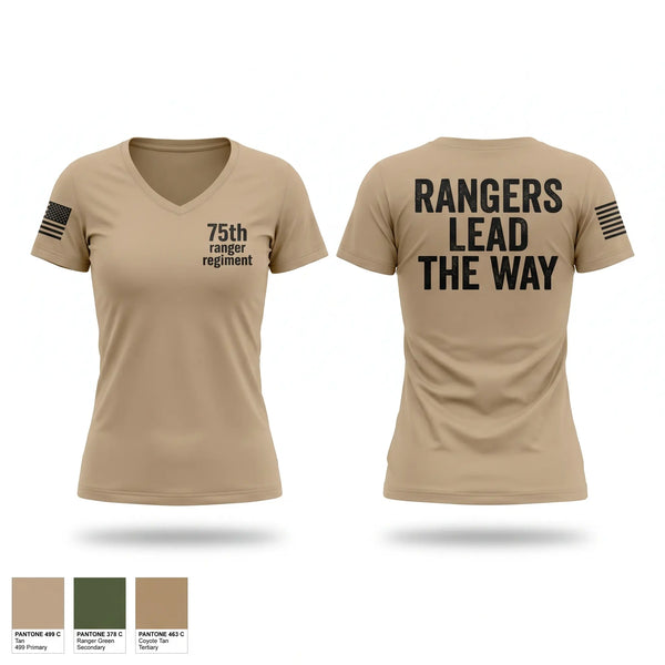 Womens Short Sleeve Vneck Shirt, 75th ranger regiment, Army, Teamtime, Team time, sublimation, custom sports apparel, team uniforms, spirit wear, spiritwear, sports uniforms, custom shirts, team store, custom team store, fundraiser sports, apparel fundraiser