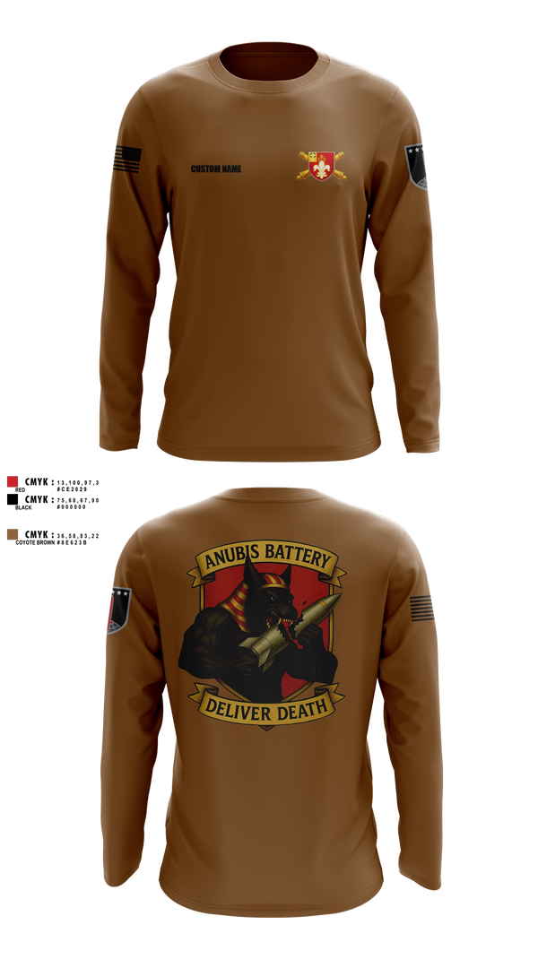 Long Sleeve Performance Shirt, Anubis Battery, 3-12 FA, Army, Teamtime, Team time, sublimation, custom sports apparel, team uniforms, spirit wear, spiritwear, sports uniforms, custom shirts, team store, custom team store, fundraiser sports, apparel fundraiser