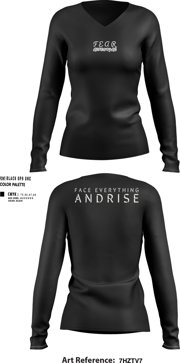 Womens Long Sleeve Vneck Shirt, FearLifestyle, , Teamtime, Team time, sublimation, custom sports apparel, team uniforms, spirit wear, spiritwear, sports uniforms, custom shirts, team store, custom team store, fundraiser sports, apparel fundraiser