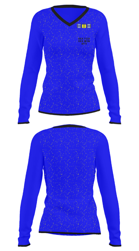 Women's Long Sleeve Vneck Shirt, High Tech High Media Arts, Spirit Store, Teamtime, Team time, sublimation, custom sports apparel, team uniforms, spirit wear, spiritwear, sports uniforms, custom shirts, team store, custom team store, fundraiser sports, apparel fundraiser