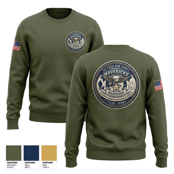 Crew Neck Sweatshirt, Mavericks Warriors, Army, Teamtime, Team time, sublimation, custom sports apparel, team uniforms, spirit wear, spiritwear, sports uniforms, custom shirts, team store, custom team store, fundraiser sports, apparel fundraiser