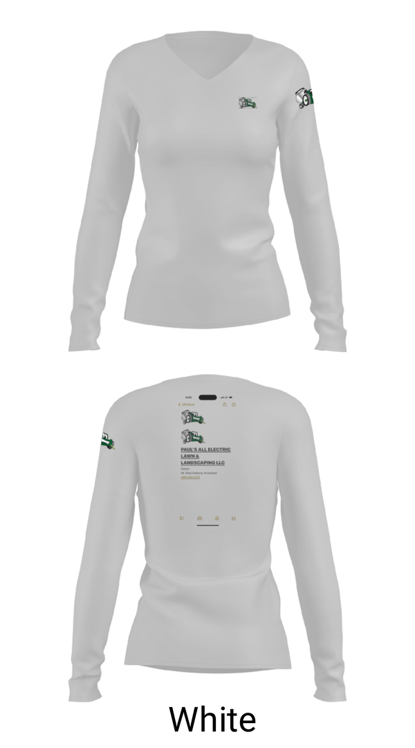 Women's Long Sleeve Vneck Shirt, PAUL’S ALL ELECTRIC LAWN & LANDSCAPING, , Teamtime, Team time, sublimation, custom sports apparel, team uniforms, spirit wear, spiritwear, sports uniforms, custom shirts, team store, custom team store, fundraiser sports, apparel fundraiser
