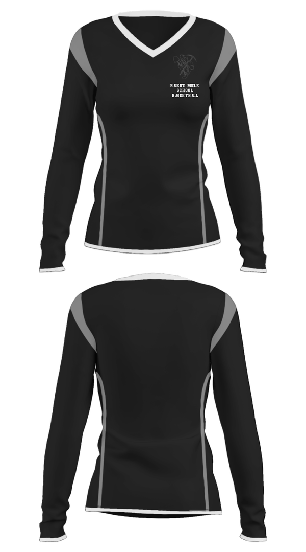 Women's Long Sleeve Vneck Shirt, Bauxite Middle School Basketball, Men's Basketball, Teamtime, Team time, sublimation, custom sports apparel, team uniforms, spirit wear, spiritwear, sports uniforms, custom shirts, team store, custom team store, fundraiser sports, apparel fundraiser