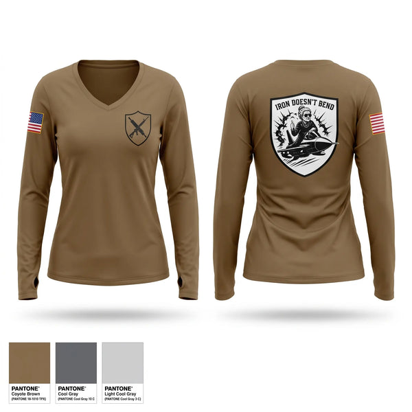Womens Long Sleeve Vneck Shirt, Operation Iron Grandma, Army, Teamtime, Team time, sublimation, custom sports apparel, team uniforms, spirit wear, spiritwear, sports uniforms, custom shirts, team store, custom team store, fundraiser sports, apparel fundraiser