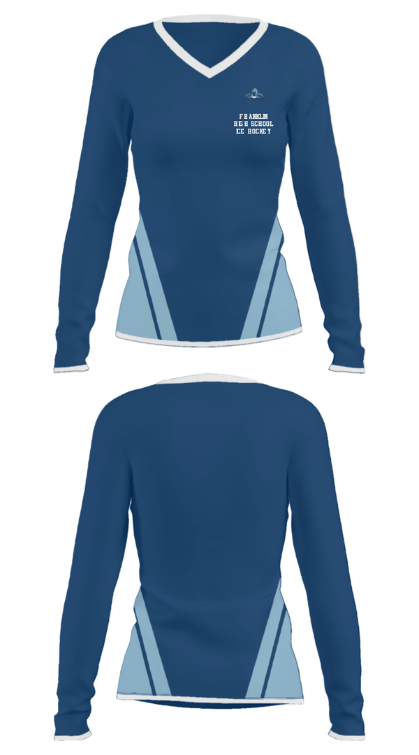 Women's Long Sleeve Vneck Shirt, Franklin High School Ice hockey, Ice Hockey, Teamtime, Team time, sublimation, custom sports apparel, team uniforms, spirit wear, spiritwear, sports uniforms, custom shirts, team store, custom team store, fundraiser sports, apparel fundraiser