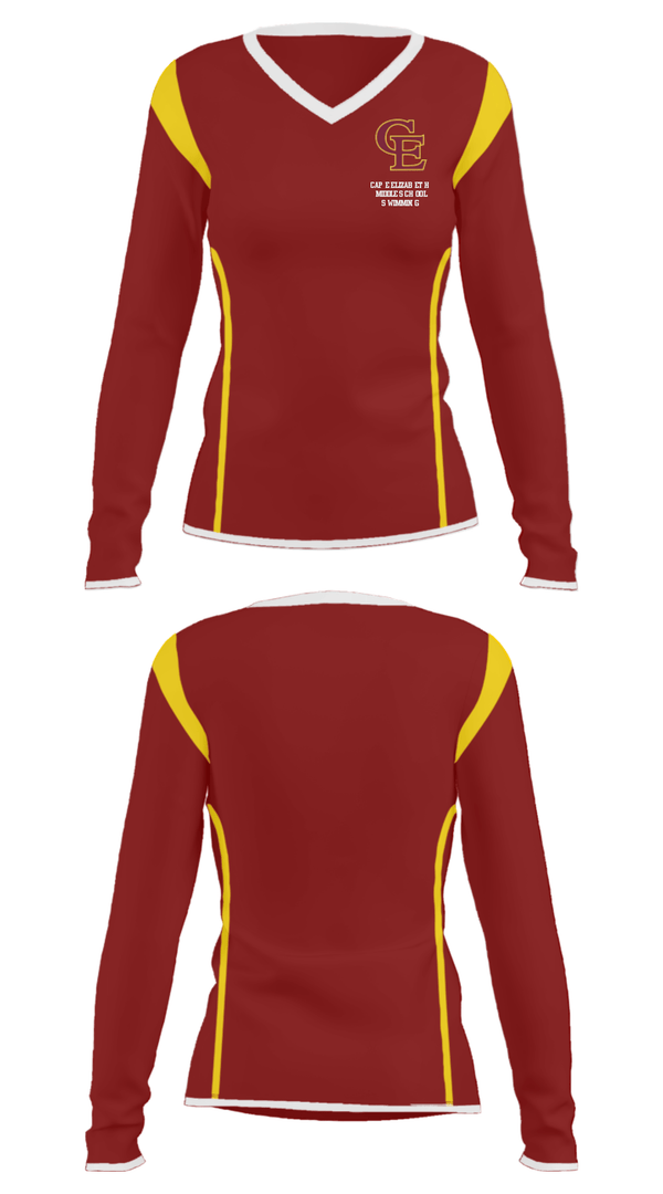 Women's Long Sleeve Vneck Shirt, Cape Elizabeth Middle School Swimming, Swimming, Teamtime, Team time, sublimation, custom sports apparel, team uniforms, spirit wear, spiritwear, sports uniforms, custom shirts, team store, custom team store, fundraiser sports, apparel fundraiser
