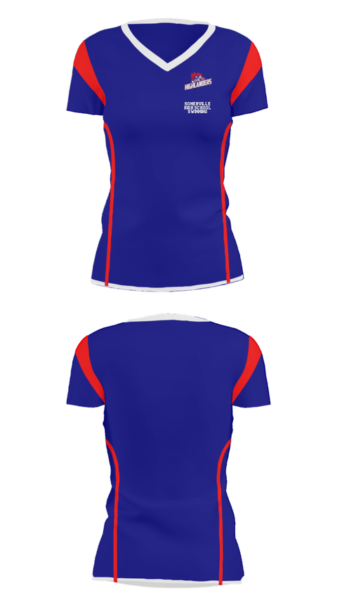 Women's Short Sleeve Vneck Shirt, Somerville High School Swimming, Swimming, Teamtime, Team time, sublimation, custom sports apparel, team uniforms, spirit wear, spiritwear, sports uniforms, custom shirts, team store, custom team store, fundraiser sports, apparel fundraiser