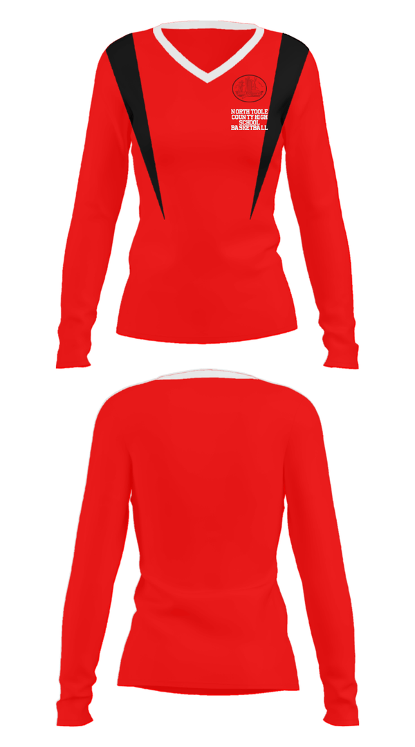 Women's Long Sleeve Vneck Shirt, North Toole County High School Basketball, Men's Basketball, Teamtime, Team time, sublimation, custom sports apparel, team uniforms, spirit wear, spiritwear, sports uniforms, custom shirts, team store, custom team store, fundraiser sports, apparel fundraiser