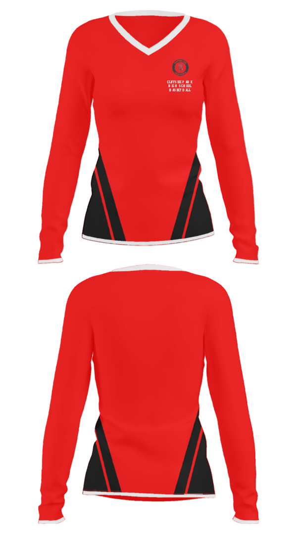 Women's Long Sleeve Vneck Shirt, Cliffside Park High School Basketball, Women's Basketball, Teamtime, Team time, sublimation, custom sports apparel, team uniforms, spirit wear, spiritwear, sports uniforms, custom shirts, team store, custom team store, fundraiser sports, apparel fundraiser
