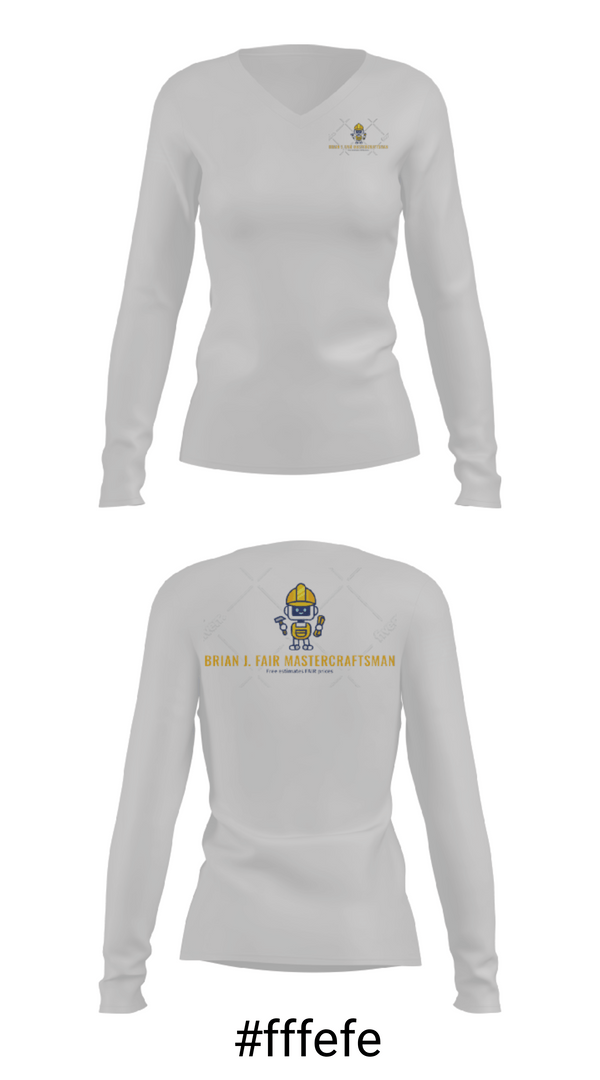 Women's Long Sleeve Vneck Shirt, Brian J Fair Master Craftsman, , Teamtime, Team time, sublimation, custom sports apparel, team uniforms, spirit wear, spiritwear, sports uniforms, custom shirts, team store, custom team store, fundraiser sports, apparel fundraiser