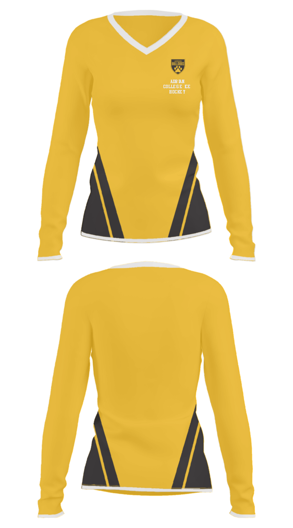 Women's Long Sleeve Vneck Shirt, Adrian College Ice Hockey, Ice Hockey, Teamtime, Team time, sublimation, custom sports apparel, team uniforms, spirit wear, spiritwear, sports uniforms, custom shirts, team store, custom team store, fundraiser sports, apparel fundraiser