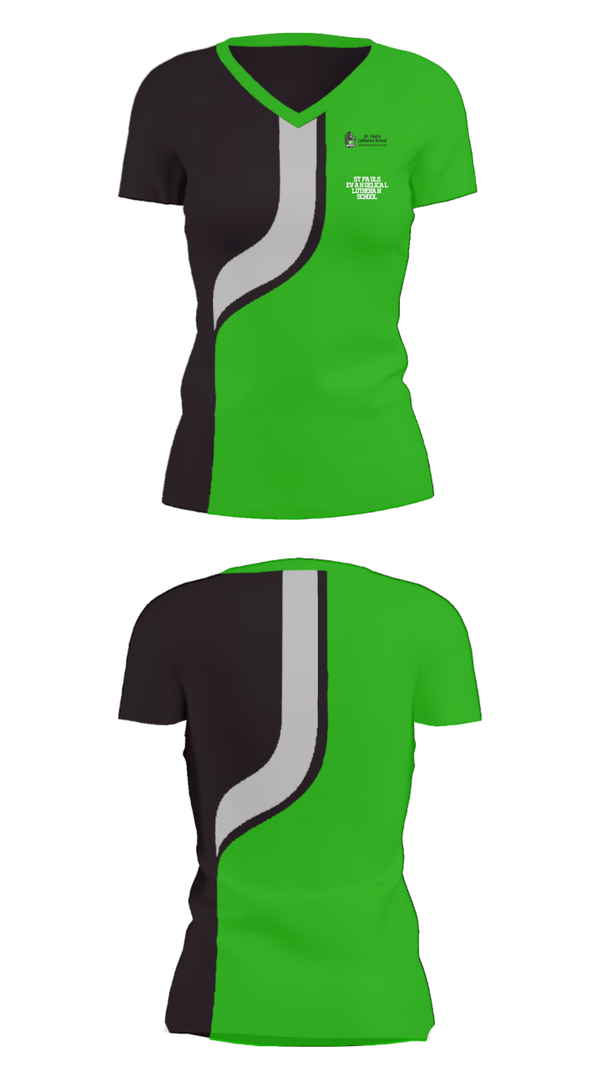 Women's Short Sleeve Vneck Shirt, St Pauls Evangelical Lutheran School, Spirit Store, Teamtime, Team time, sublimation, custom sports apparel, team uniforms, spirit wear, spiritwear, sports uniforms, custom shirts, team store, custom team store, fundraiser sports, apparel fundraiser
