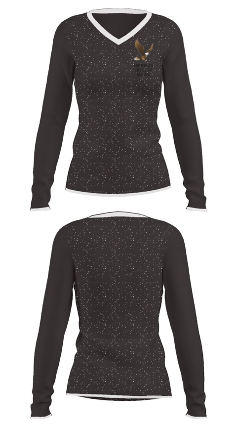 Women's Long Sleeve Vneck Shirt, Adirondack Christian School, Spirit Store, Teamtime, Team time, sublimation, custom sports apparel, team uniforms, spirit wear, spiritwear, sports uniforms, custom shirts, team store, custom team store, fundraiser sports, apparel fundraiser