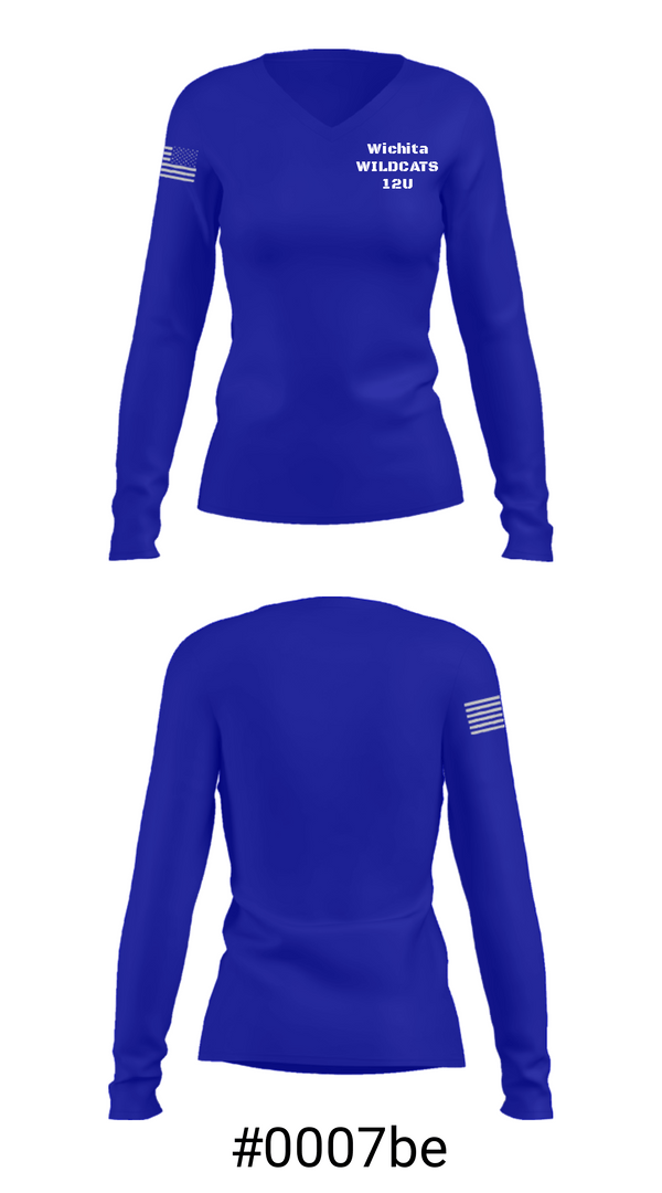 Women's Long Sleeve Vneck Shirt, Wichita WILDCATS 12U, Baseball, Teamtime, Team time, sublimation, custom sports apparel, team uniforms, spirit wear, spiritwear, sports uniforms, custom shirts, team store, custom team store, fundraiser sports, apparel fundraiser