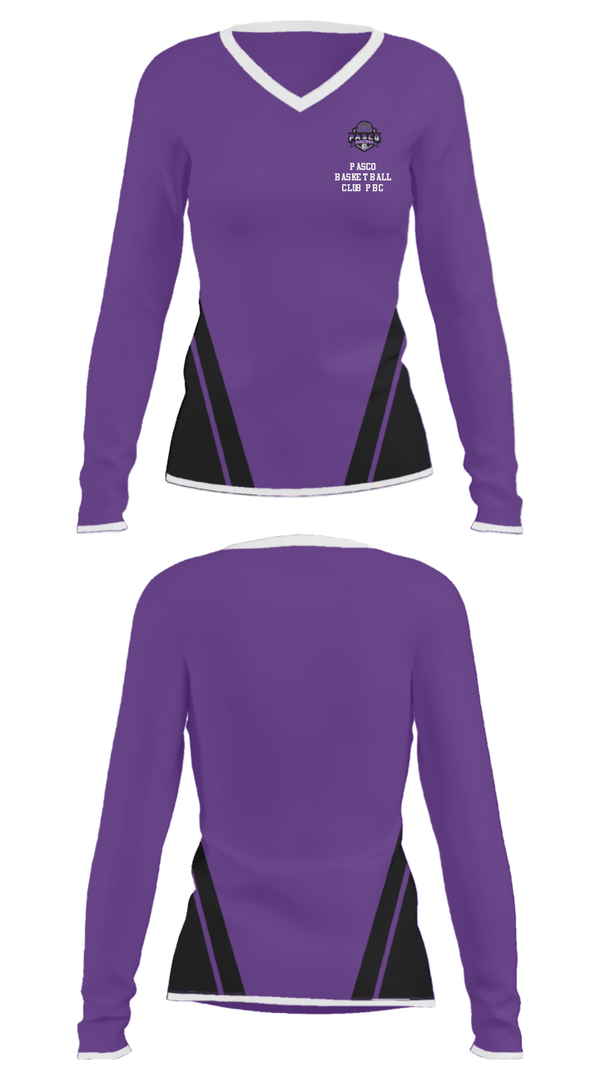 Women's Long Sleeve Vneck Shirt, Pasco Basketball Club Pbc, Men's Basketball, Teamtime, Team time, sublimation, custom sports apparel, team uniforms, spirit wear, spiritwear, sports uniforms, custom shirts, team store, custom team store, fundraiser sports, apparel fundraiser
