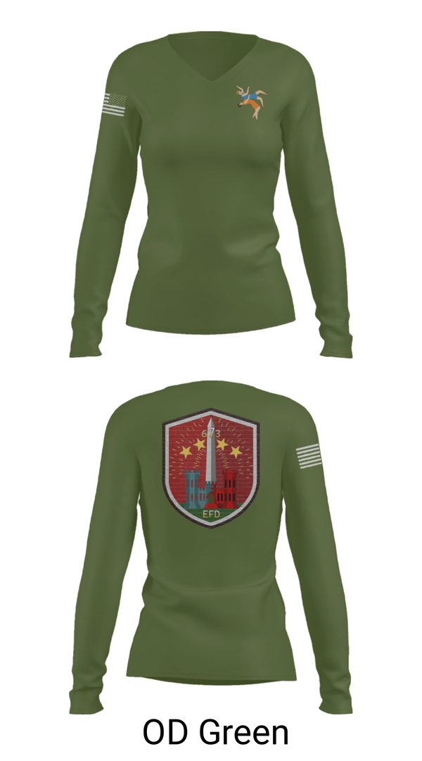Women's Long Sleeve Vneck Shirt, 673 EFD Vs. 134 FEST, Army, Teamtime, Team time, sublimation, custom sports apparel, team uniforms, spirit wear, spiritwear, sports uniforms, custom shirts, team store, custom team store, fundraiser sports, apparel fundraiser
