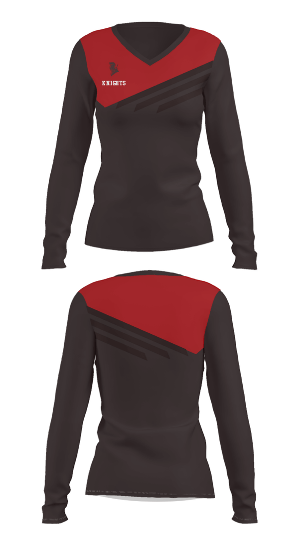 Women's Long Sleeve Vneck Shirt, Knights, Wrestling, Teamtime, Team time, sublimation, custom sports apparel, team uniforms, spirit wear, spiritwear, sports uniforms, custom shirts, team store, custom team store, fundraiser sports, apparel fundraiser