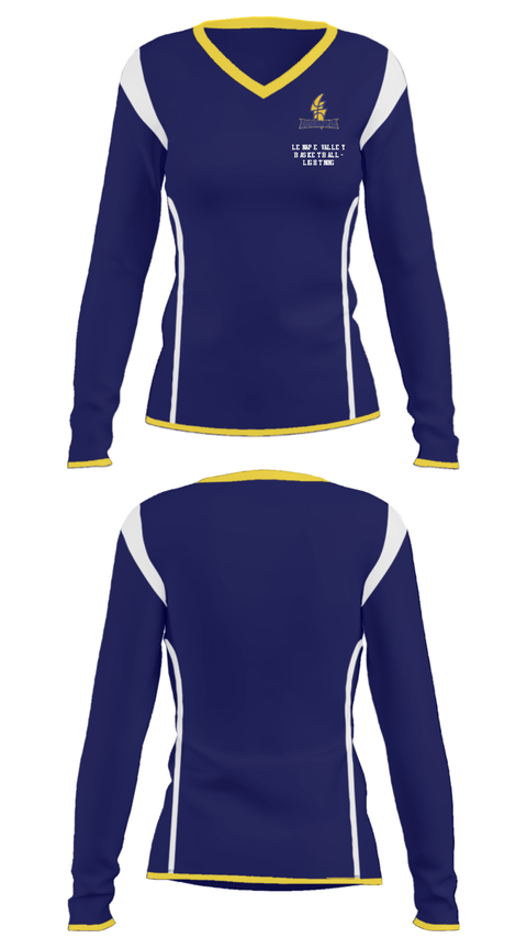 Women's Long Sleeve Vneck Shirt, Lenape Valley Basketball - Lightning, Men's Basketball, Teamtime, Team time, sublimation, custom sports apparel, team uniforms, spirit wear, spiritwear, sports uniforms, custom shirts, team store, custom team store, fundraiser sports, apparel fundraiser