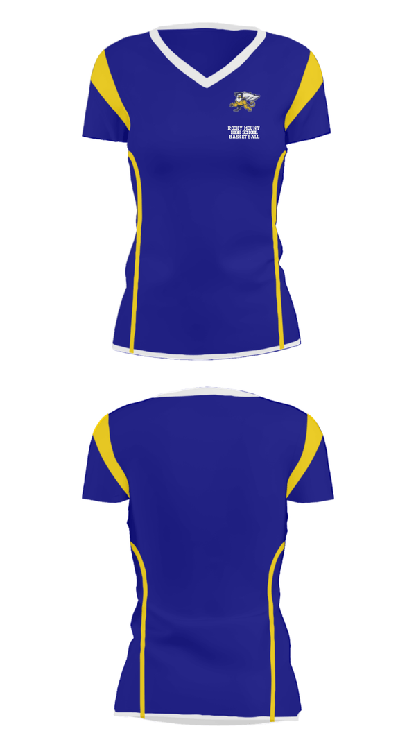 Women's Short Sleeve Vneck Shirt, Rocky Mount High School Basketball, Men's Basketball, Teamtime, Team time, sublimation, custom sports apparel, team uniforms, spirit wear, spiritwear, sports uniforms, custom shirts, team store, custom team store, fundraiser sports, apparel fundraiser