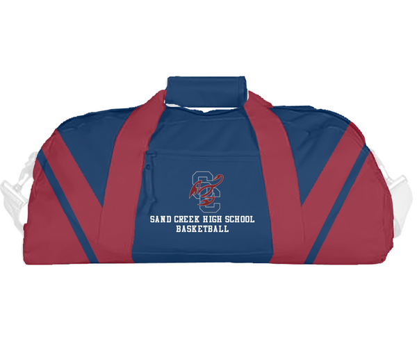 Duffle Bag, Sand Creek High School Basketball, Men's Basketball, Teamtime, Team time, sublimation, custom sports apparel, team uniforms, spirit wear, spiritwear, sports uniforms, custom shirts, team store, custom team store, fundraiser sports, apparel fundraiser