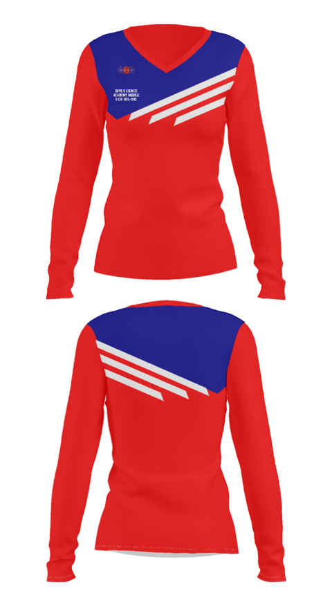 Women's Long Sleeve Vneck Shirt, Dove Science Academy Middle School-OKC, Spirit Store, Teamtime, Team time, sublimation, custom sports apparel, team uniforms, spirit wear, spiritwear, sports uniforms, custom shirts, team store, custom team store, fundraiser sports, apparel fundraiser