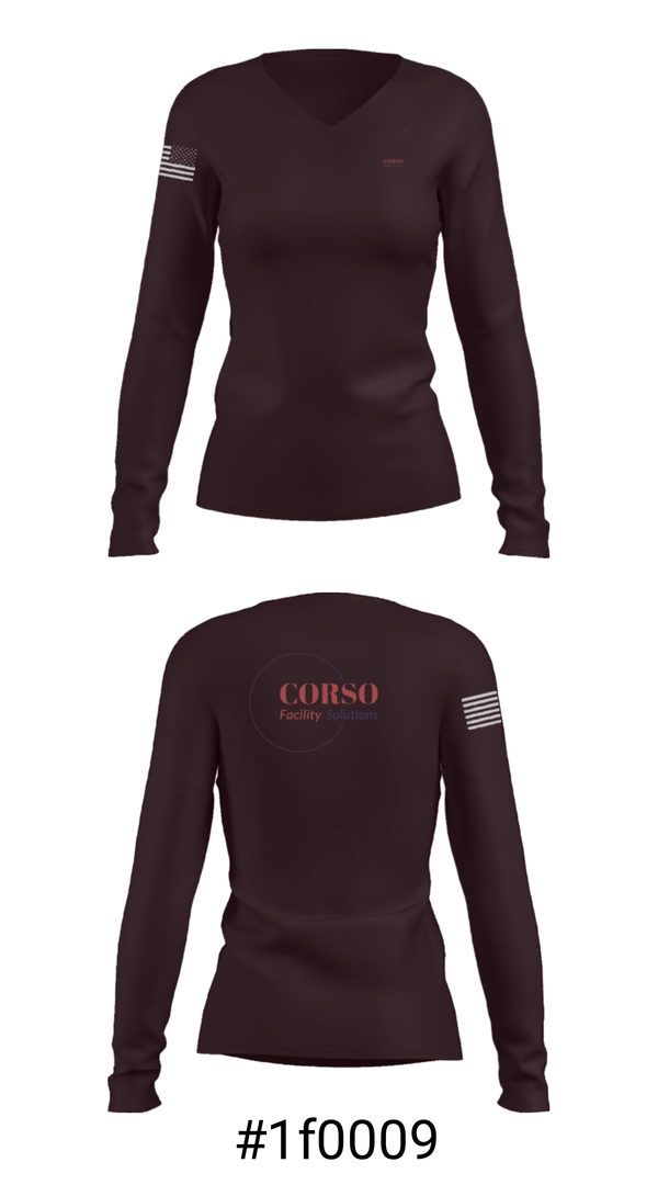 Women's Long Sleeve Vneck Shirt, Corso Air Services, , Teamtime, Team time, sublimation, custom sports apparel, team uniforms, spirit wear, spiritwear, sports uniforms, custom shirts, team store, custom team store, fundraiser sports, apparel fundraiser