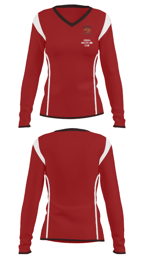 Women's Long Sleeve Vneck Shirt, Cobra Wrestling Club, Wrestling, Teamtime, Team time, sublimation, custom sports apparel, team uniforms, spirit wear, spiritwear, sports uniforms, custom shirts, team store, custom team store, fundraiser sports, apparel fundraiser