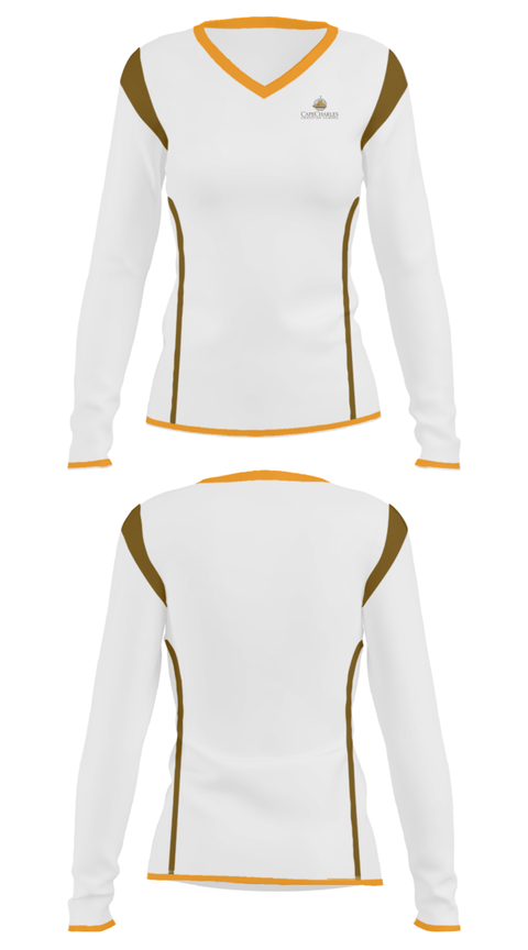 Women's Long Sleeve Vneck Shirt, Cape Charles Christian School, Spirit Store, Teamtime, Team time, sublimation, custom sports apparel, team uniforms, spirit wear, spiritwear, sports uniforms, custom shirts, team store, custom team store, fundraiser sports, apparel fundraiser