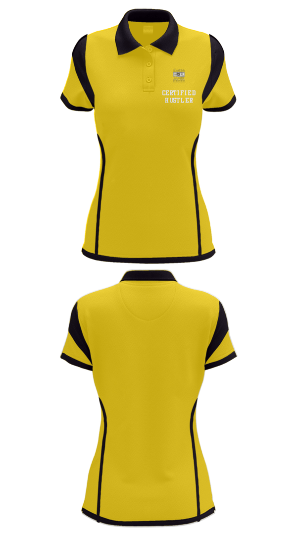 Women's Short Sleeve Performance Polo, Certified HustlerCertified Hustler, , Teamtime, Team time, sublimation, custom sports apparel, team uniforms, spirit wear, spiritwear, sports uniforms, custom shirts, team store, custom team store, fundraiser sports, apparel fundraiser