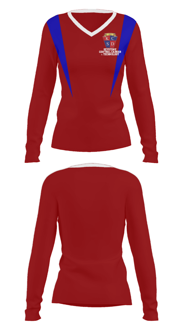 Women's Long Sleeve Vneck Shirt, Keystone Central Career & Technology, Spirit Store, Teamtime, Team time, sublimation, custom sports apparel, team uniforms, spirit wear, spiritwear, sports uniforms, custom shirts, team store, custom team store, fundraiser sports, apparel fundraiser