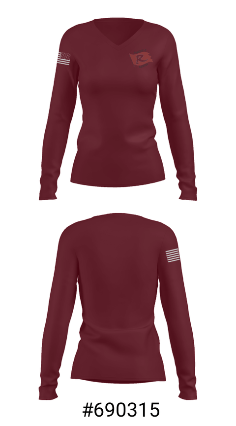 Women's Long Sleeve Vneck Shirt, Roosevelt Elementary School, Spirit Store, Teamtime, Team time, sublimation, custom sports apparel, team uniforms, spirit wear, spiritwear, sports uniforms, custom shirts, team store, custom team store, fundraiser sports, apparel fundraiser