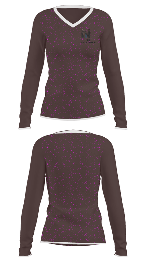 Women's Long Sleeve Vneck Shirt, DHK Entertainment, , Teamtime, Team time, sublimation, custom sports apparel, team uniforms, spirit wear, spiritwear, sports uniforms, custom shirts, team store, custom team store, fundraiser sports, apparel fundraiser