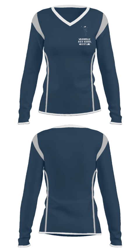 Women's Long Sleeve Vneck Shirt, Wilsonville High School Wrestling, Wrestling, Teamtime, Team time, sublimation, custom sports apparel, team uniforms, spirit wear, spiritwear, sports uniforms, custom shirts, team store, custom team store, fundraiser sports, apparel fundraiser