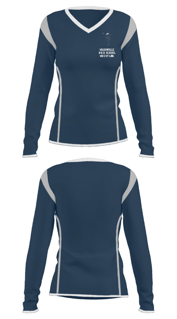 Women's Long Sleeve Vneck Shirt, Wilsonville High School Wrestling, Wrestling, Teamtime, Team time, sublimation, custom sports apparel, team uniforms, spirit wear, spiritwear, sports uniforms, custom shirts, team store, custom team store, fundraiser sports, apparel fundraiser