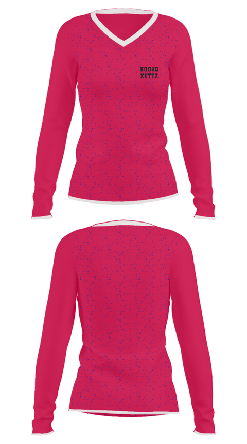 Women's Long Sleeve Vneck Shirt, Kodaq Kuttz, , Teamtime, Team time, sublimation, custom sports apparel, team uniforms, spirit wear, spiritwear, sports uniforms, custom shirts, team store, custom team store, fundraiser sports, apparel fundraiser