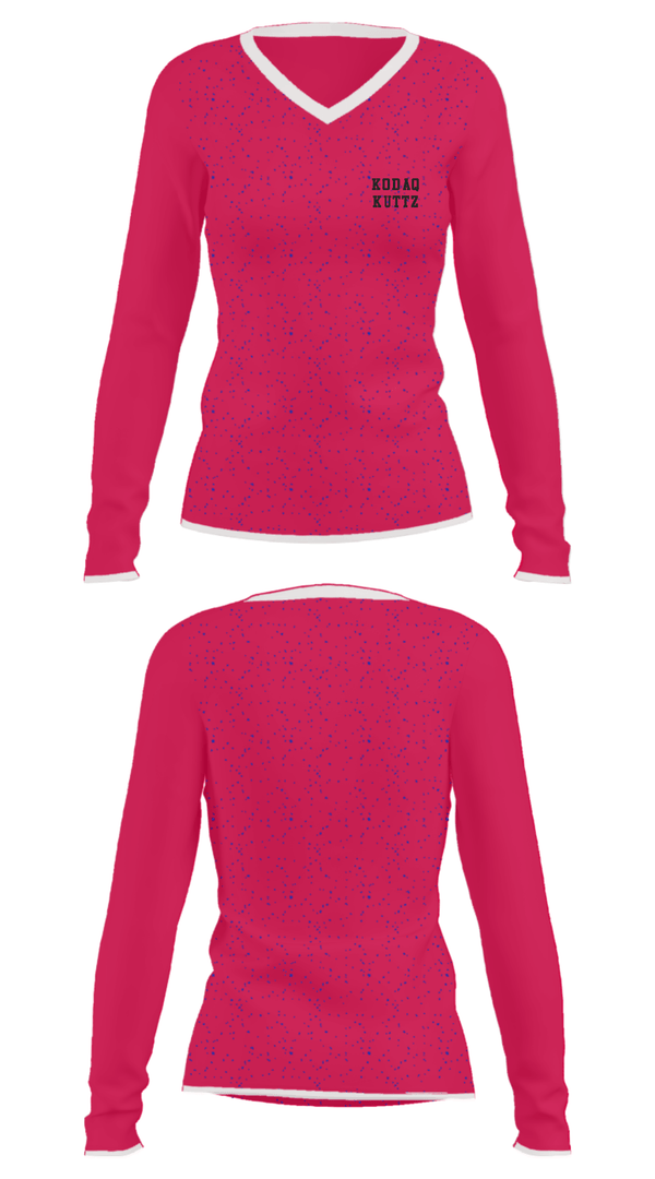 Women's Long Sleeve Vneck Shirt, Kodaq Kuttz, , Teamtime, Team time, sublimation, custom sports apparel, team uniforms, spirit wear, spiritwear, sports uniforms, custom shirts, team store, custom team store, fundraiser sports, apparel fundraiser