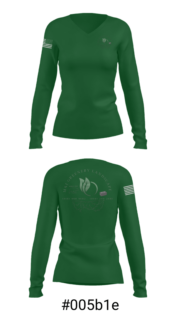 Women's Long Sleeve Vneck Shirt, M&J GREENERY LANDSCAPE, , Teamtime, Team time, sublimation, custom sports apparel, team uniforms, spirit wear, spiritwear, sports uniforms, custom shirts, team store, custom team store, fundraiser sports, apparel fundraiser