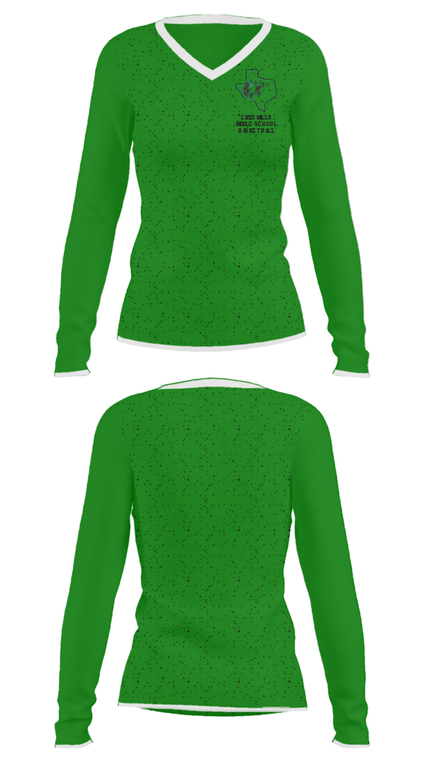 Women's Long Sleeve Vneck Shirt, Caddo Mills Middle School Basketball, Men's Basketball, Teamtime, Team time, sublimation, custom sports apparel, team uniforms, spirit wear, spiritwear, sports uniforms, custom shirts, team store, custom team store, fundraiser sports, apparel fundraiser