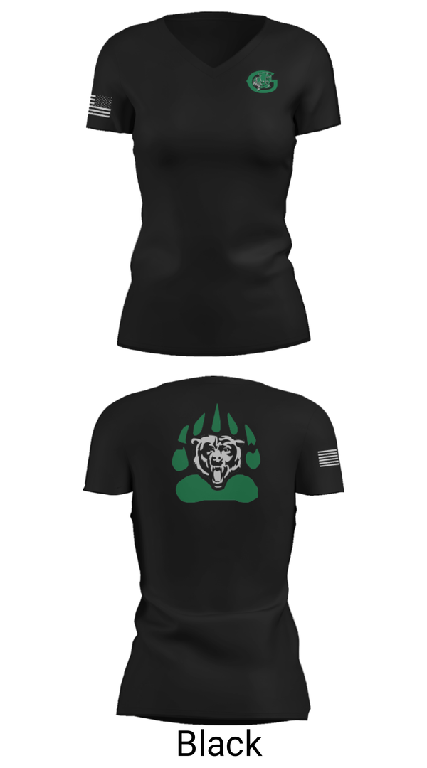Women's Short Sleeve Vneck Shirt, Gold-Burg High School Basketball, Women's Basketball, Teamtime, Team time, sublimation, custom sports apparel, team uniforms, spirit wear, spiritwear, sports uniforms, custom shirts, team store, custom team store, fundraiser sports, apparel fundraiser