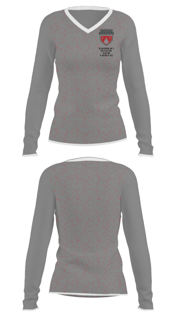 Women's Long Sleeve Vneck Shirt, New Covenant Christian School Basketball, Men's Basketball, Teamtime, Team time, sublimation, custom sports apparel, team uniforms, spirit wear, spiritwear, sports uniforms, custom shirts, team store, custom team store, fundraiser sports, apparel fundraiser