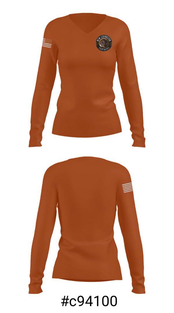 Women's Long Sleeve Vneck Shirt, New Lexington High School Bowling, Bowling, Teamtime, Team time, sublimation, custom sports apparel, team uniforms, spirit wear, spiritwear, sports uniforms, custom shirts, team store, custom team store, fundraiser sports, apparel fundraiser