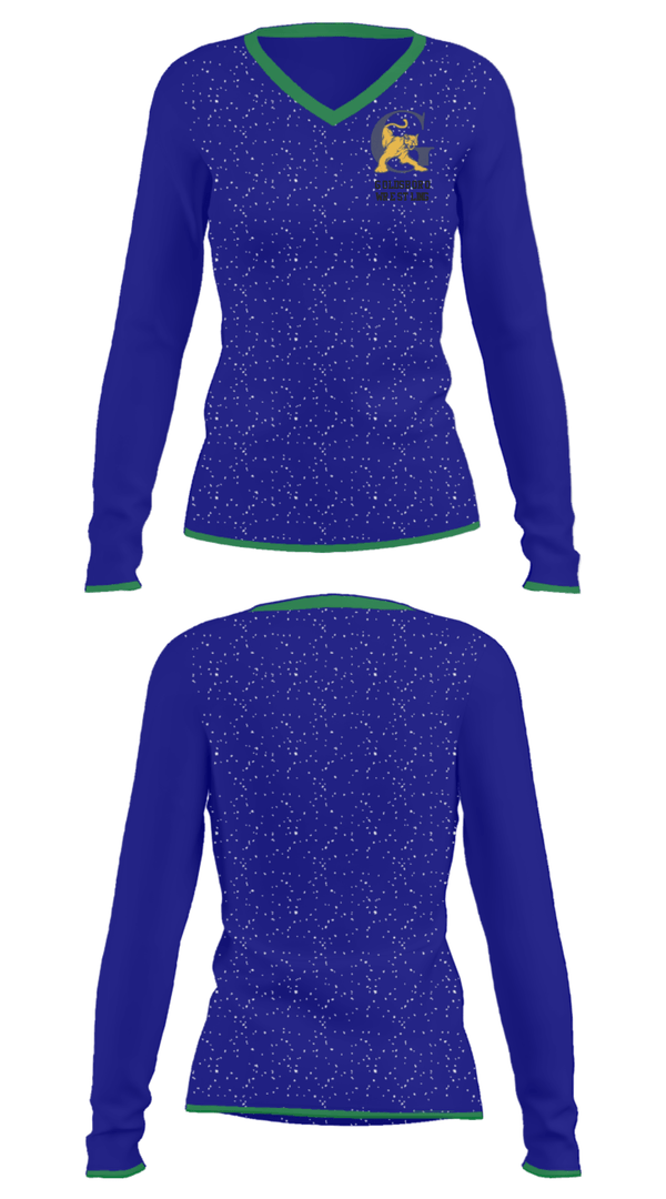 Women's Long Sleeve Vneck Shirt, Goldsboro High School Wrestling, Wrestling, Teamtime, Team time, sublimation, custom sports apparel, team uniforms, spirit wear, spiritwear, sports uniforms, custom shirts, team store, custom team store, fundraiser sports, apparel fundraiser