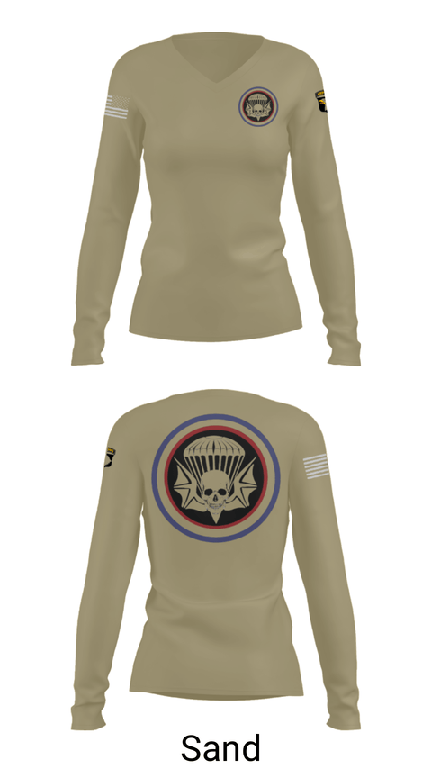 Women's Long Sleeve Vneck Shirt, , Army, Teamtime, Team time, sublimation, custom sports apparel, team uniforms, spirit wear, spiritwear, sports uniforms, custom shirts, team store, custom team store, fundraiser sports, apparel fundraiser