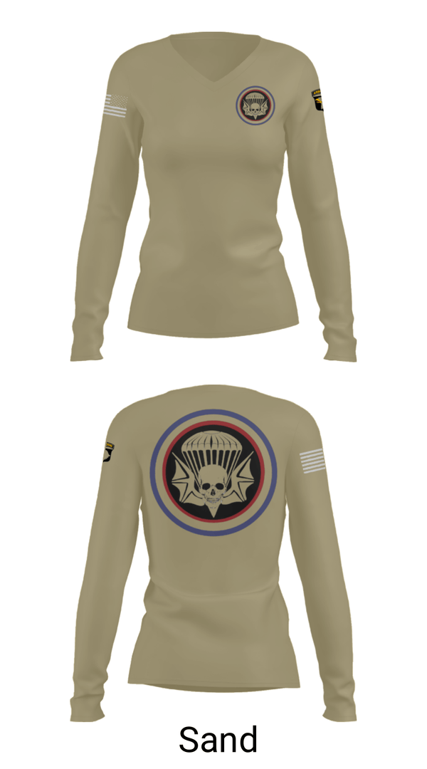 Women's Long Sleeve Vneck Shirt, , Army, Teamtime, Team time, sublimation, custom sports apparel, team uniforms, spirit wear, spiritwear, sports uniforms, custom shirts, team store, custom team store, fundraiser sports, apparel fundraiser