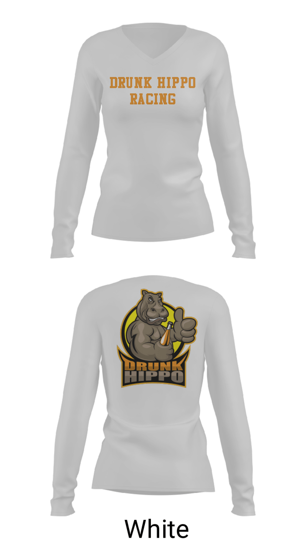 Women's Long Sleeve Vneck Shirt, Drunk Hippo Racing, , Teamtime, Team time, sublimation, custom sports apparel, team uniforms, spirit wear, spiritwear, sports uniforms, custom shirts, team store, custom team store, fundraiser sports, apparel fundraiser